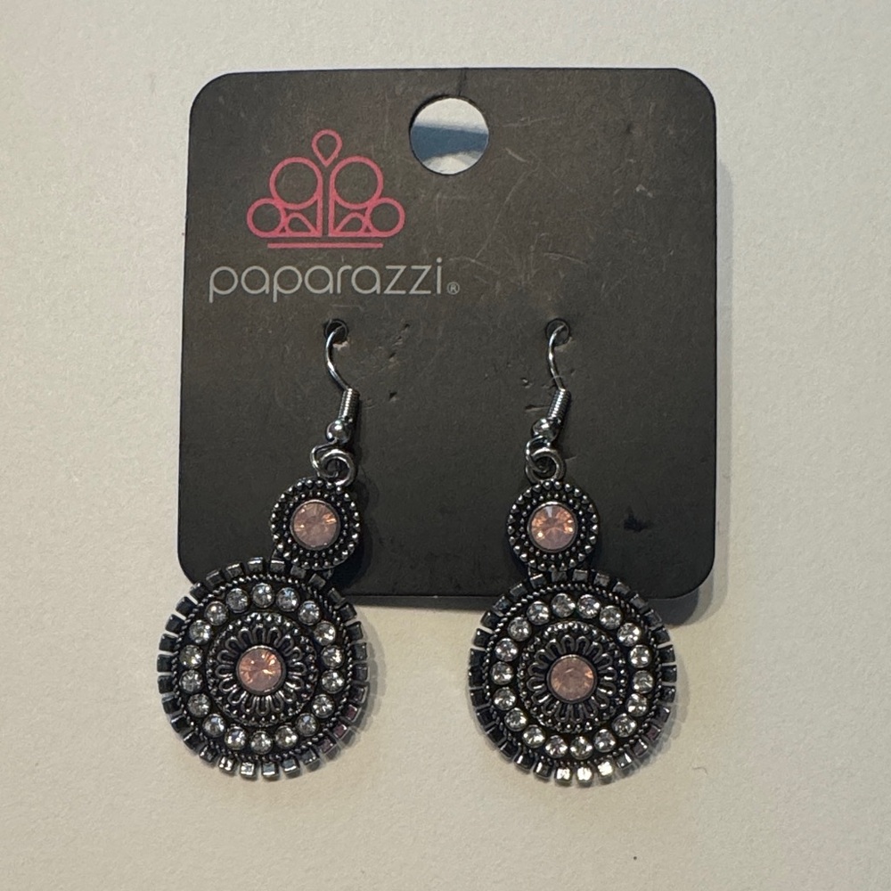 Paparazzi Black and Pink Circular Earrings
